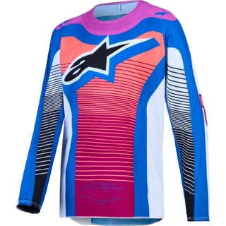 Alpinestars 2027 YOUTH Supertech Maven Hot Coral / Blithe Blue / White Jersey