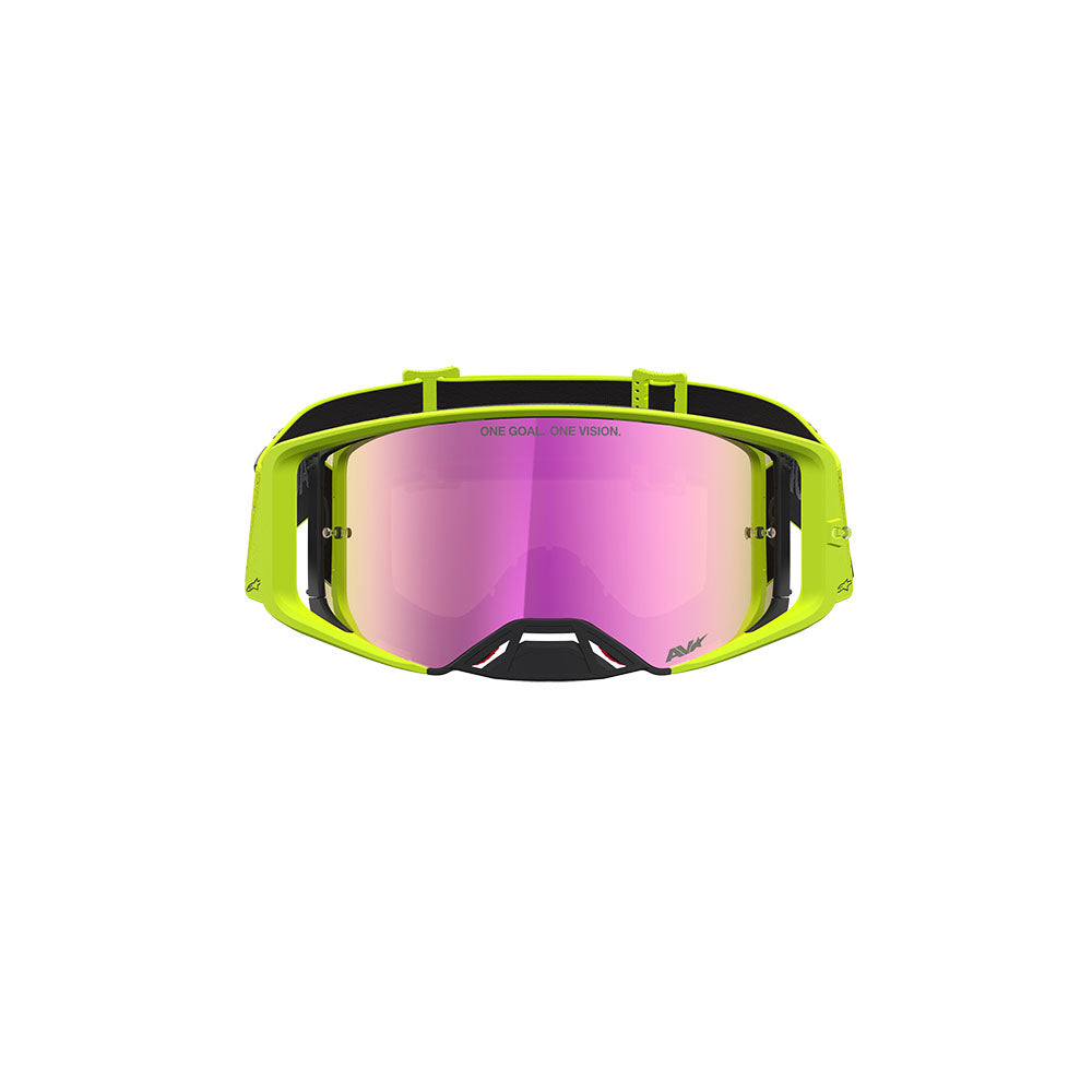 Alpinestars Supertech Vesta Goggle Yellow Fluoro/Black - Mirror Pink Lens